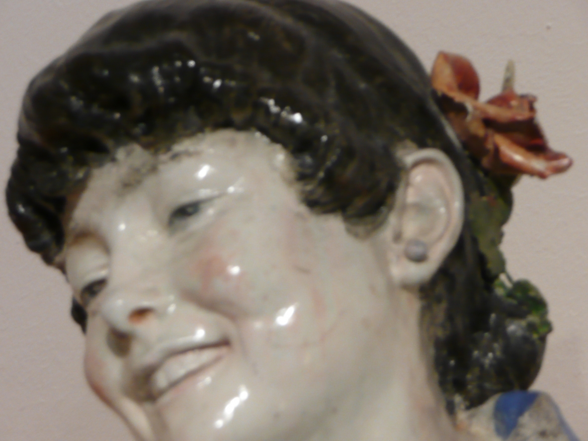 Painted ceramic figure of a young woman.  Francesco Parente, Florence 1940ca.  Signature on the back.