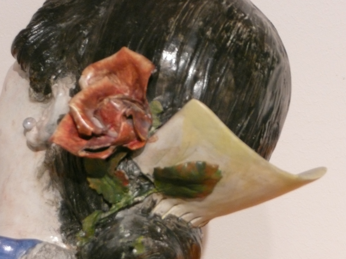 Painted ceramic figure of a young woman.  Francesco Parente, Florence 1940ca.  Signature on the back.