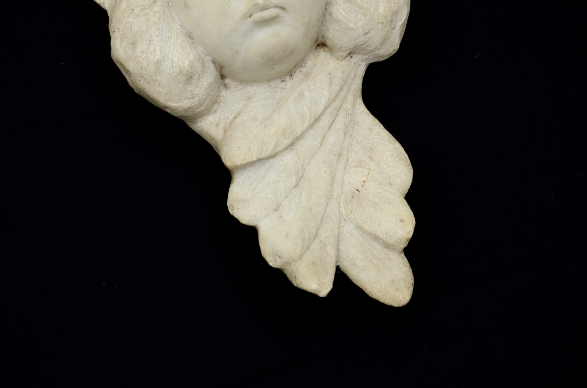 Two angels made of carved Carrara marble,.  Florence, Italy 1830's.