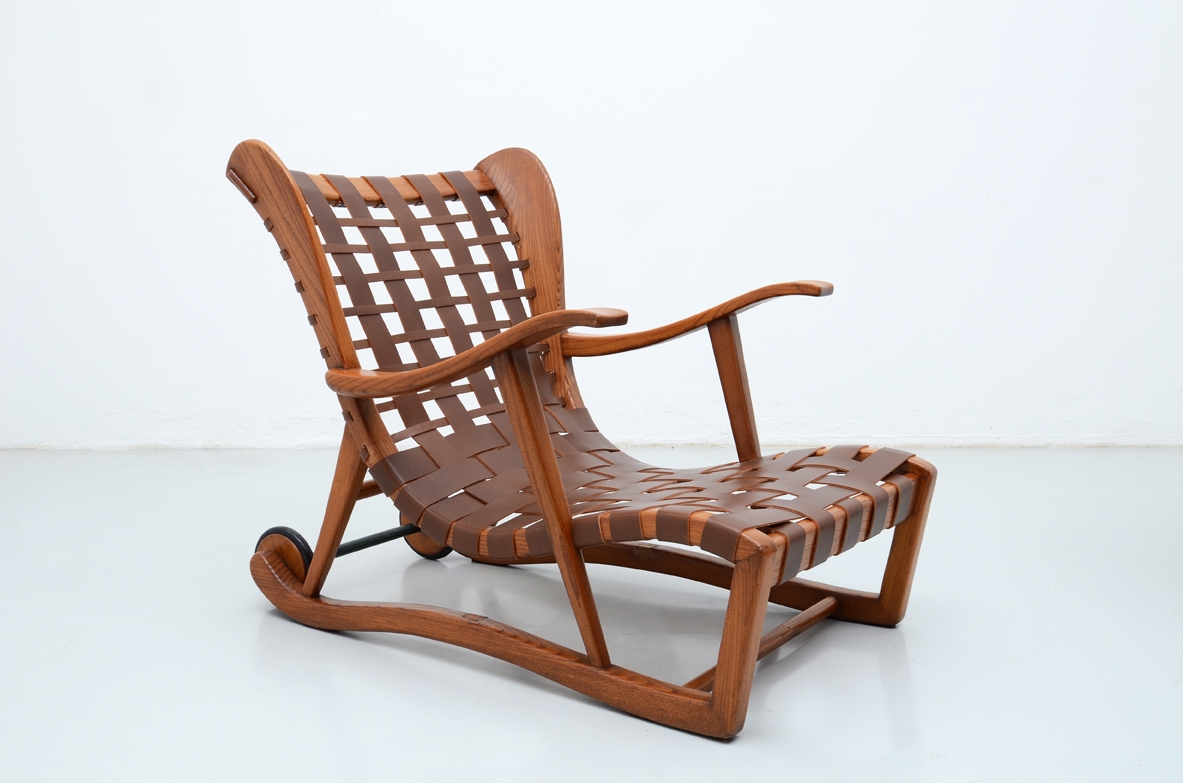 Guglielmo Pecorini, rare pair of armchairs with two back wheels. Bibl: M.R.Rogers, exposition catalog in New York, 1950.