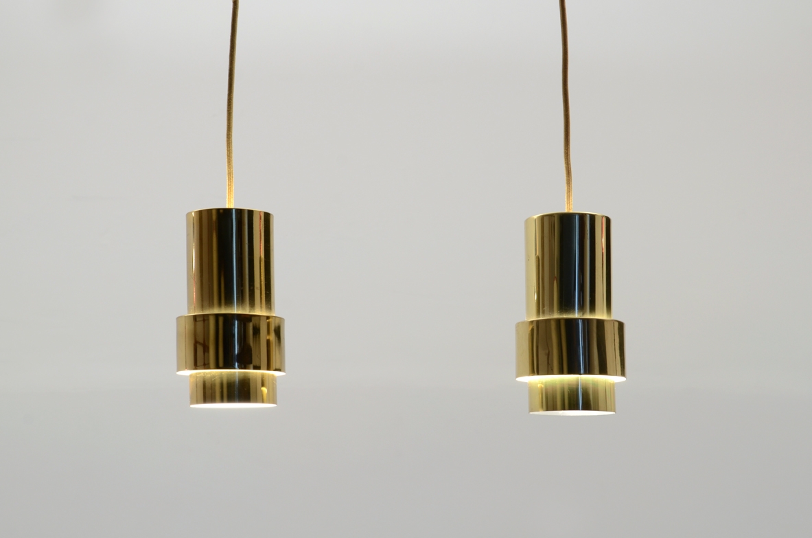 Hanging lamps in brass, Sweden 1950's.
