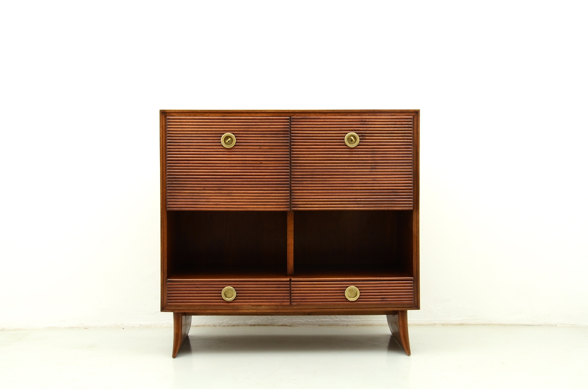 Paolo Buffa, elegant cabinet with grinded wood front, 1930's.
