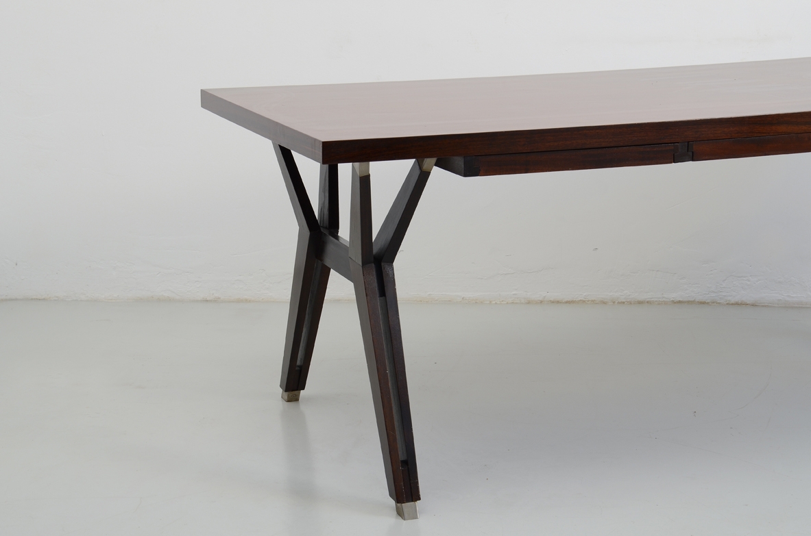 Ico Parisi, 1960's vintage writing table in macassar wood, Milan