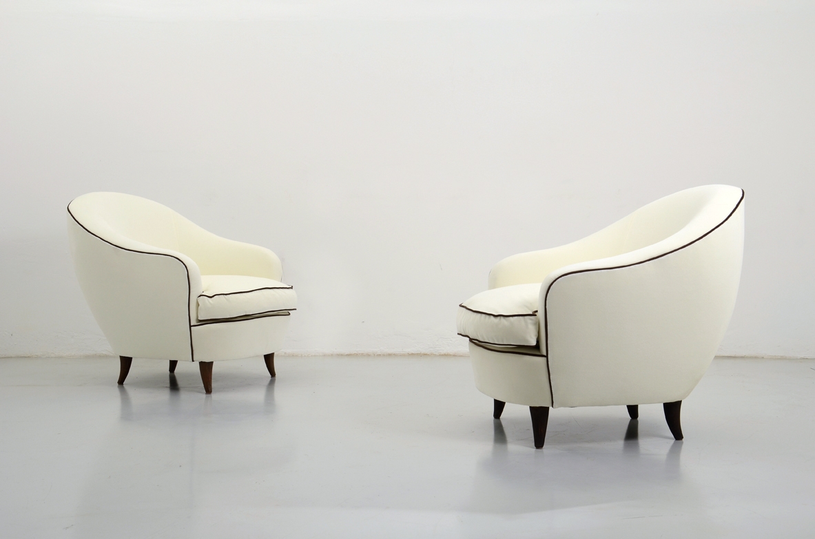 Gio Ponti, pair of elegant 1930's armchairs