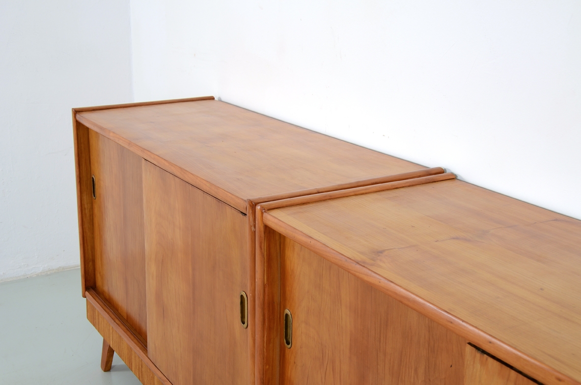Pair of Italian 1950's unique sideboards in cherry wood.