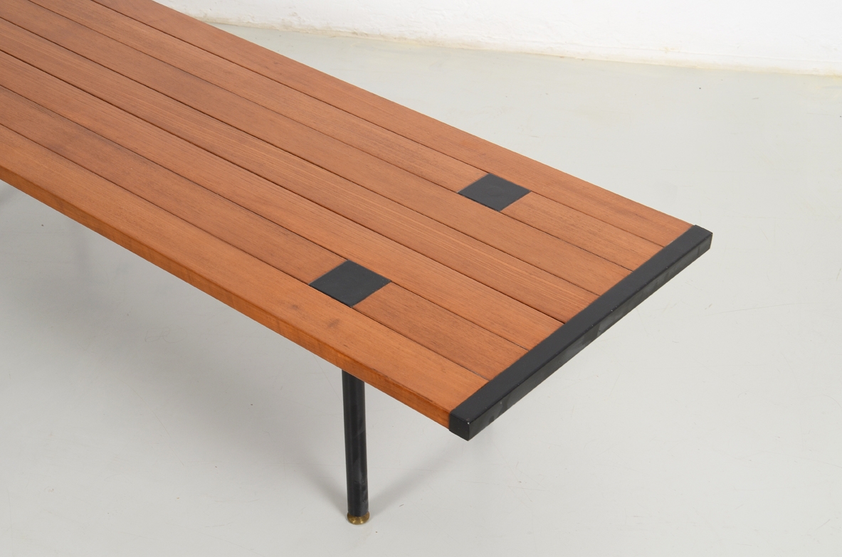 Ettore Sottsass, rare low table in wood and metalwork, prod.Poltronova 1957.