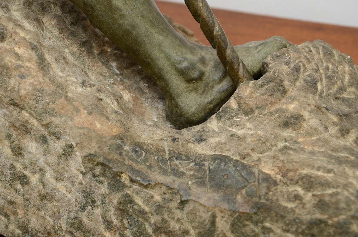 Raphael Papa, 1930's art deco bronzo sculptor on stone base.
