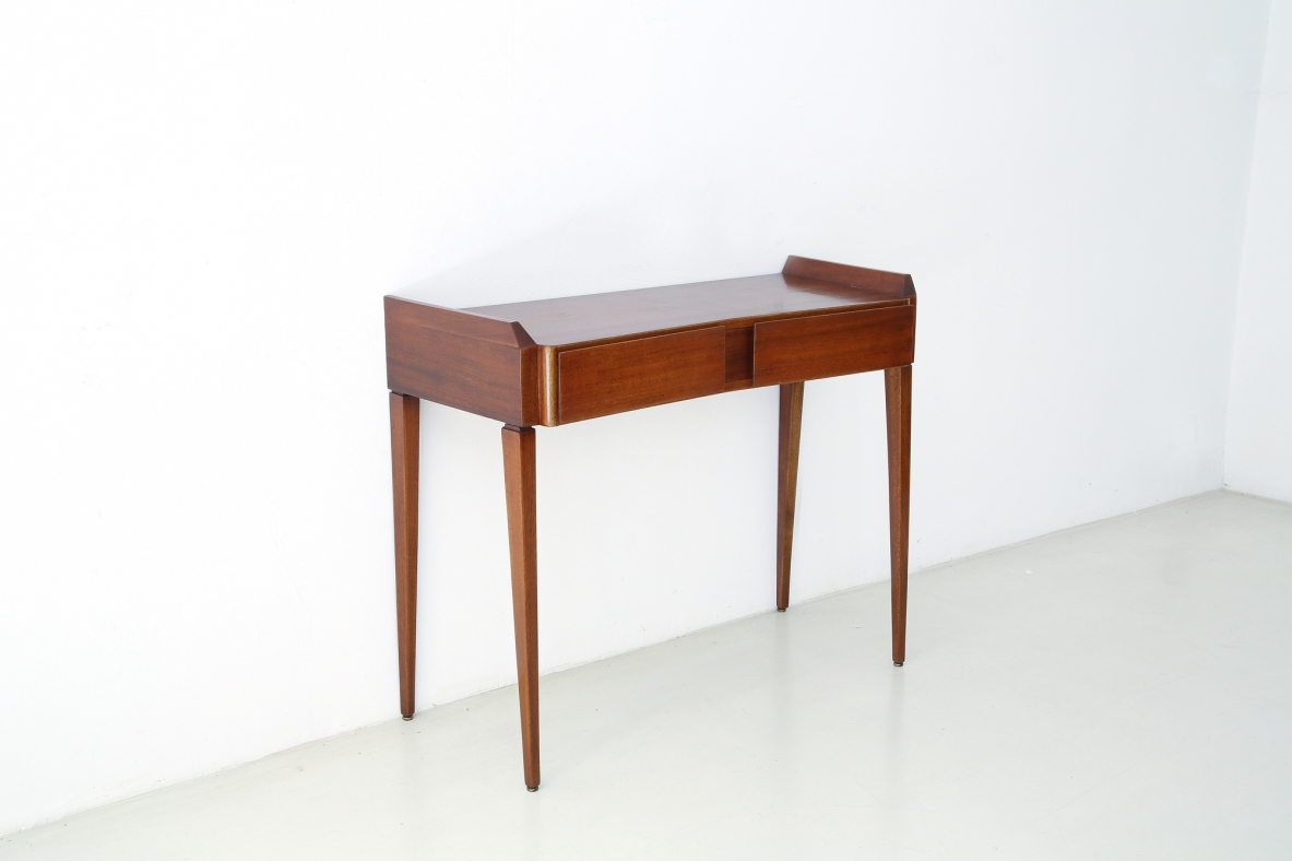 Italian 1950's Console Table in mahogany with nice front and two drawers.