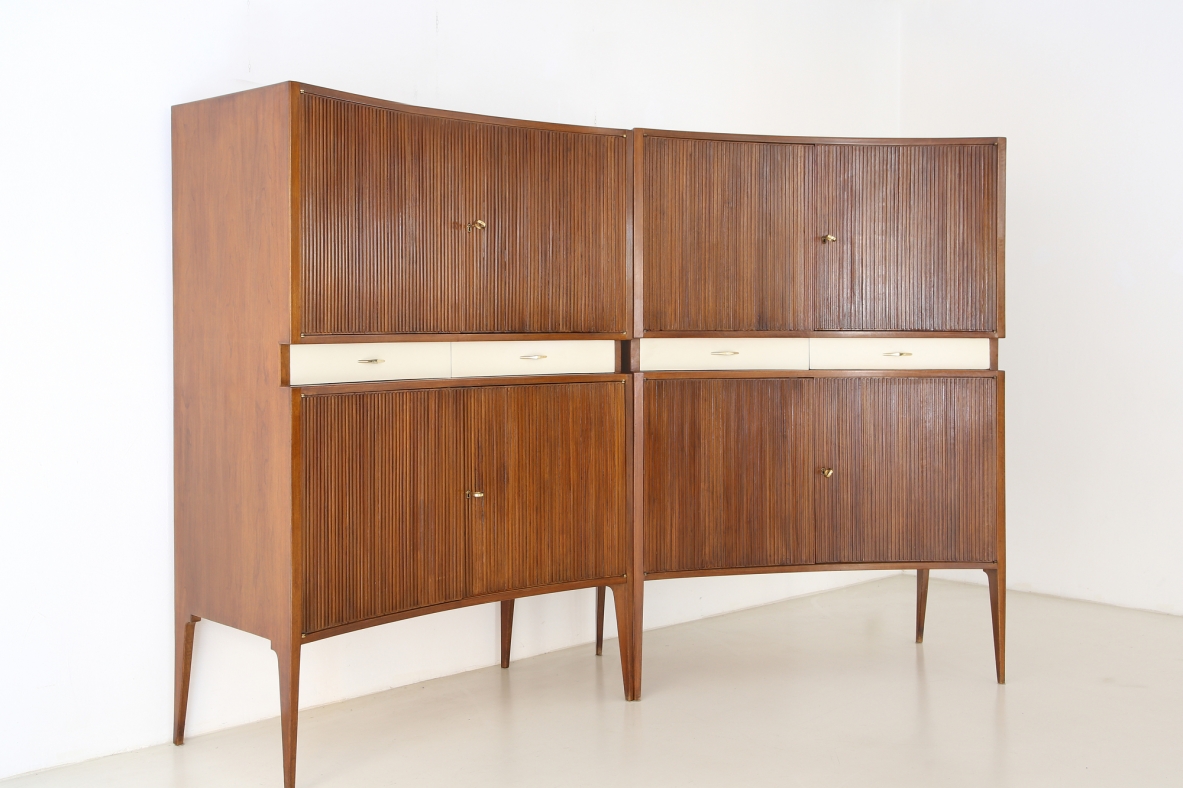 Coppia di mobili con struttura in legno, attr. G.Ulrich 1950.