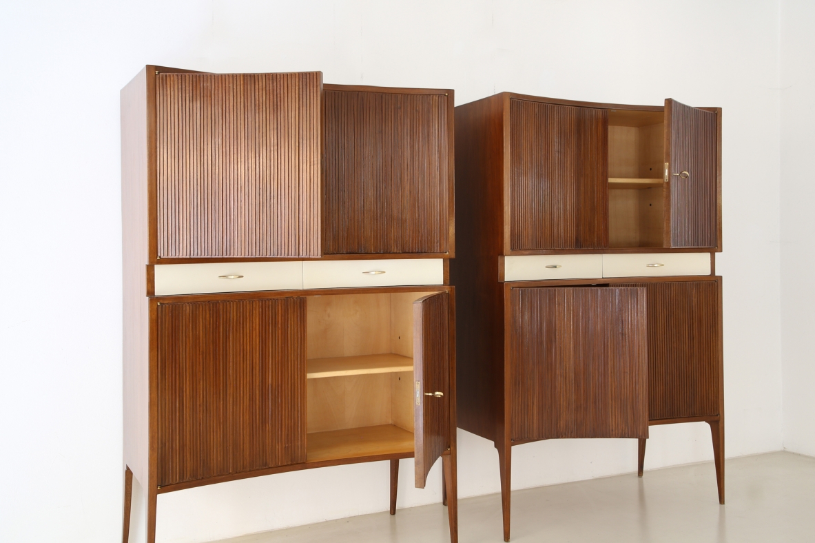 Coppia di mobili con struttura in legno, attr. G.Ulrich 1950.