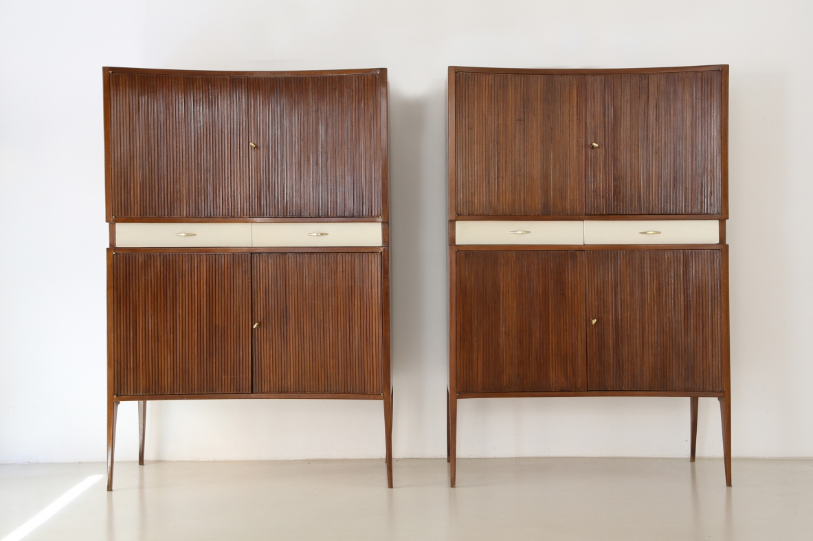Coppia di mobili con struttura in legno, attr. G.Ulrich 1950.