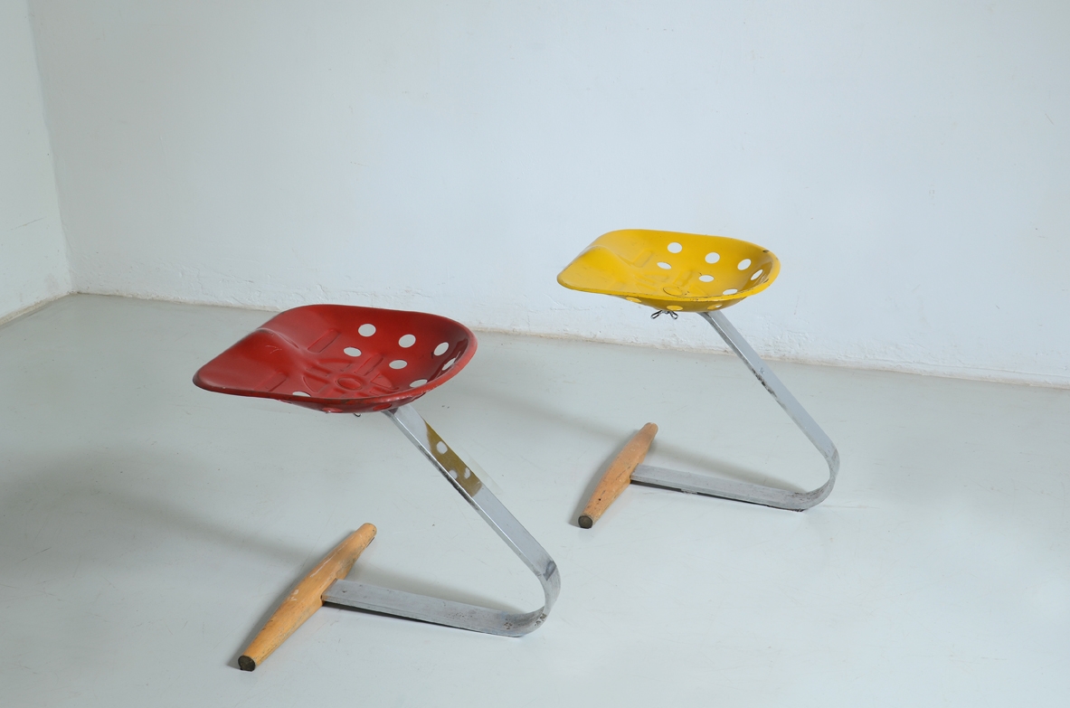 Achille and Piergiacomo Castiglioni Mezzadro seating couple Zanotta Production, Italy, 1970s