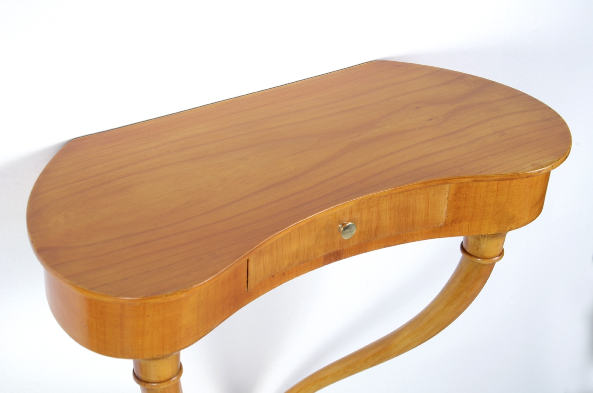Pair of small Italian 1940's console tables in cherry wood.