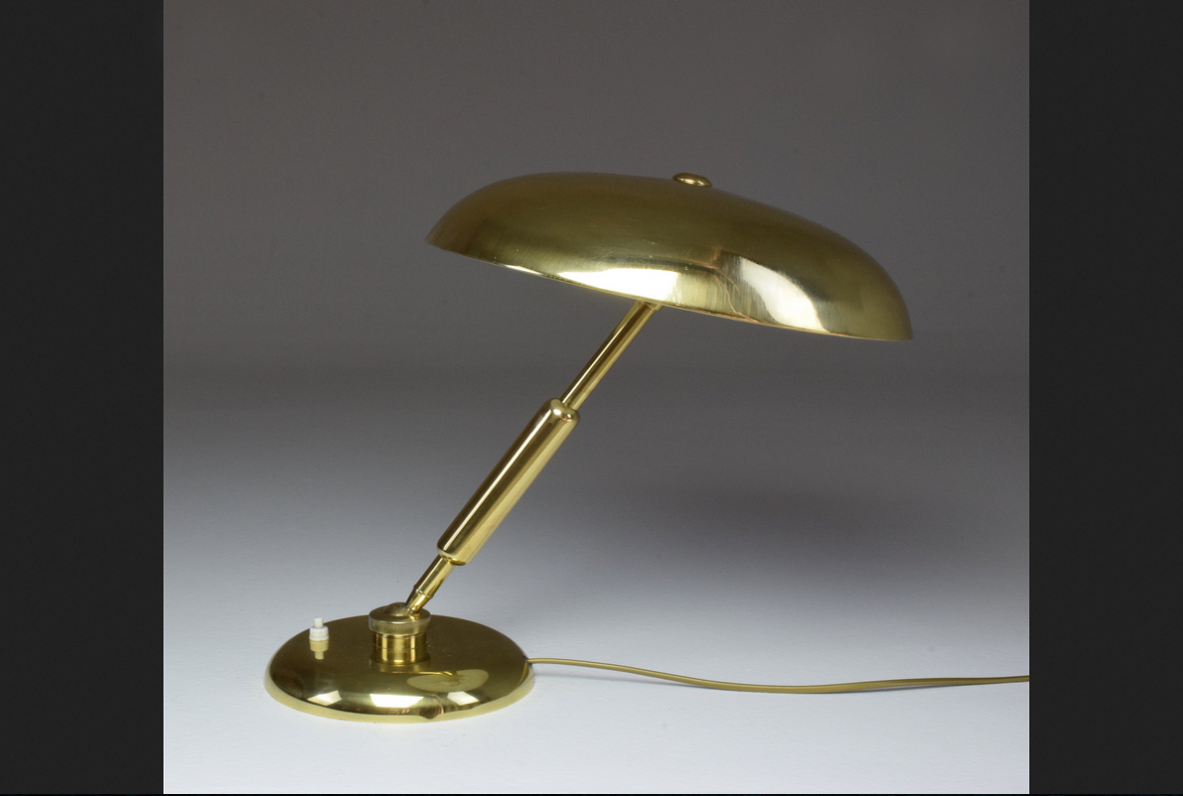 Lampada da tavolo in ottone regolabile in tutte le direzioni, Italia 1940ca.