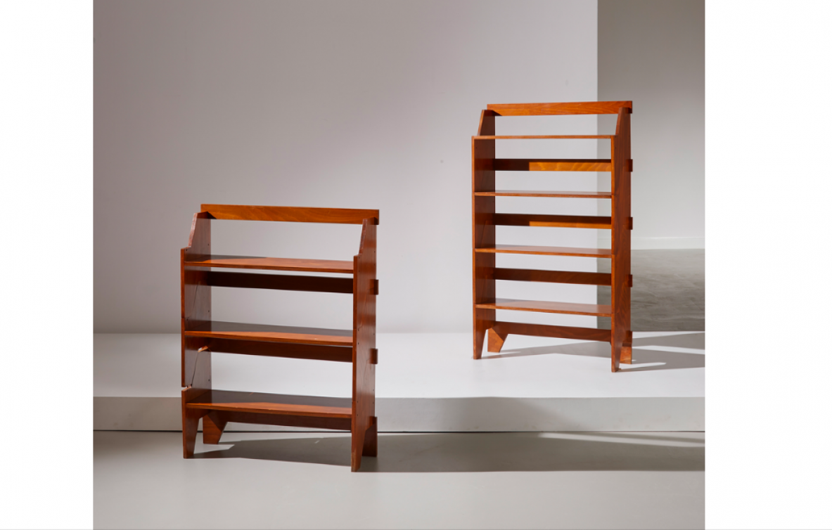 Renato Forti, pair of bookcases in beech wood produced by Mc Selvini, model F54, 1954.