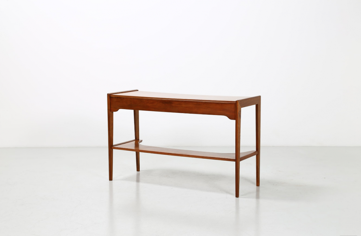 Beech wood console with drawer. Italy, 1950ca.