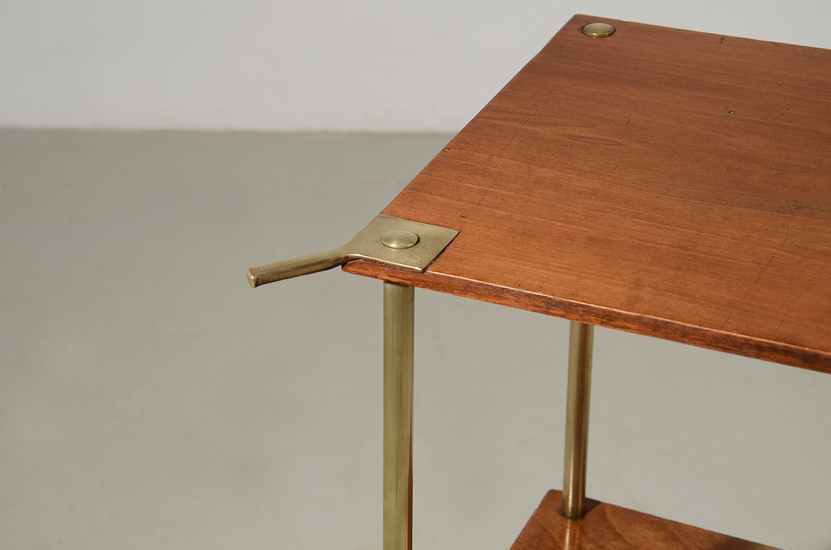 Caccia Dominioni, carrellino in legno e ottone, produzione Azucena, 1950.