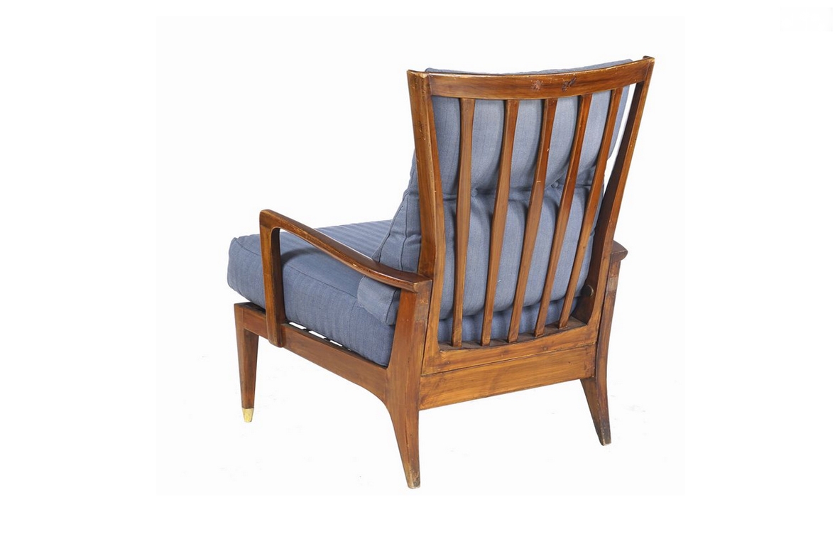 Paolo Buffa, 1950's armchair with wooden structure and upholstered seat and backrest.