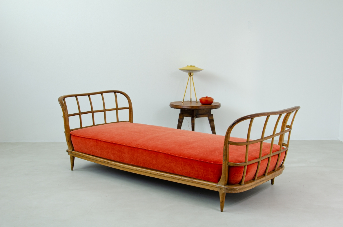 Guglielmo Ulrich, straordinario daybed con struttura in legno. Prod.Serafino Arrighi, 1940ca.