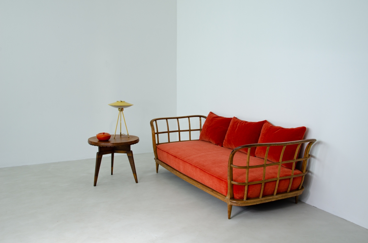 Guglielmo Ulrich, straordinario daybed con struttura in legno. Prod.Serafino Arrighi, 1940ca.