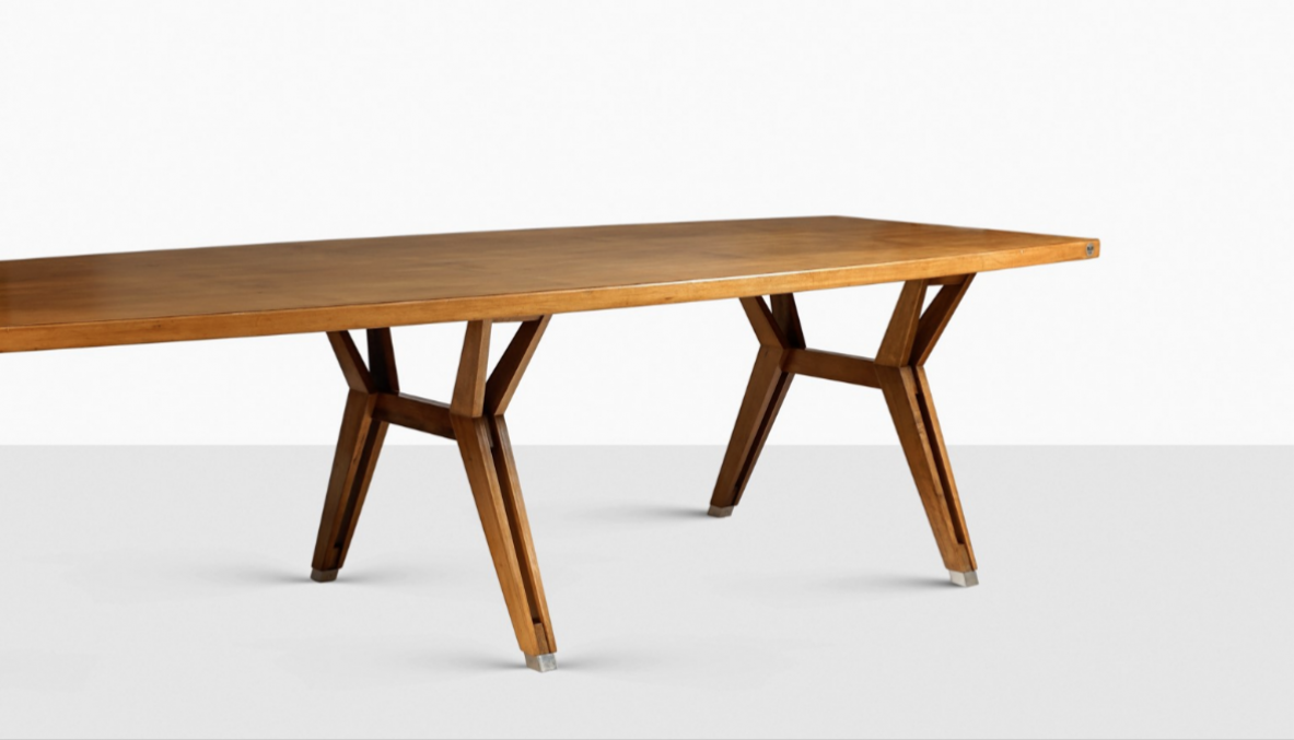 Ico Parisi, large table in blond walnut.  Prod. M.I.M. 1960s. 