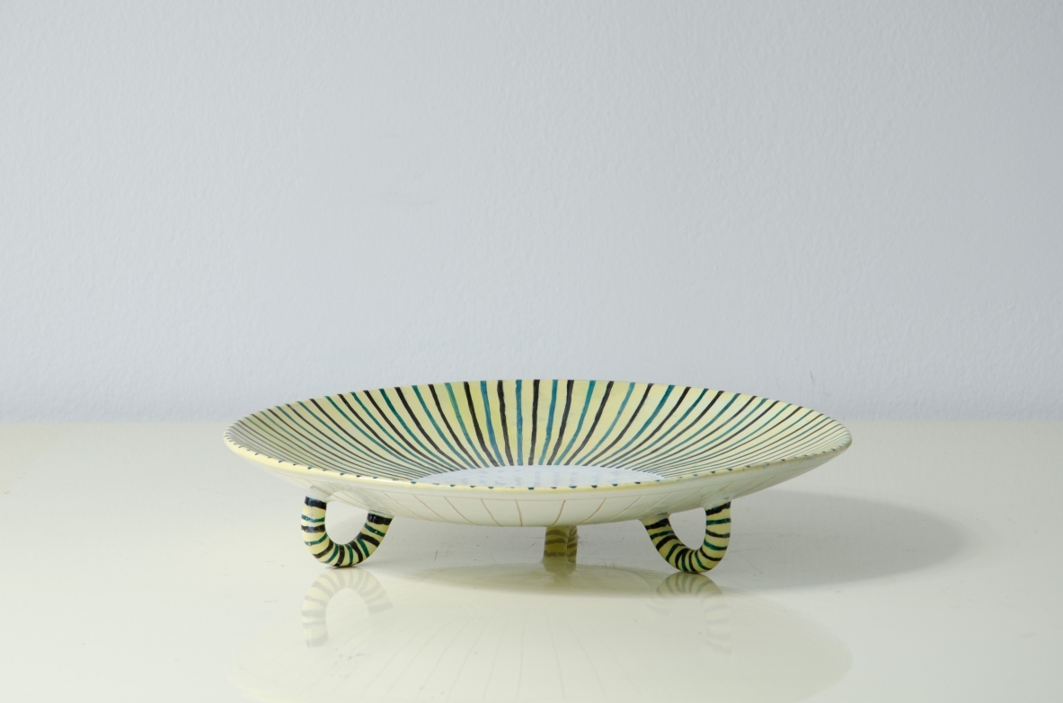 Rare centerpiece plate in painted ceramic.  San Polo Venice, 1950s.