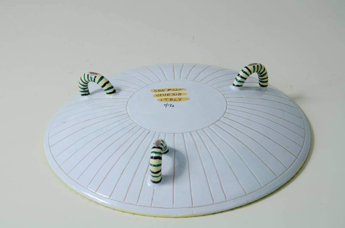 Rare centerpiece plate in painted ceramic.  San Polo Venice, 1950s.
