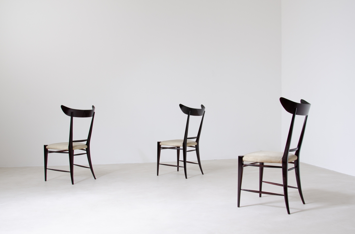 Silvio Cavatorta, rare set of 6 chairs in mahogany.  Manifactured by Cavatorta & Co. Italy, 1950s.