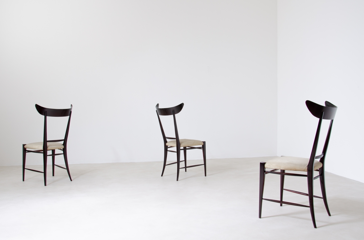 Silvio Cavatorta, rare set of 6 chairs in mahogany.  Manifactured by Cavatorta & Co. Italy, 1950s.