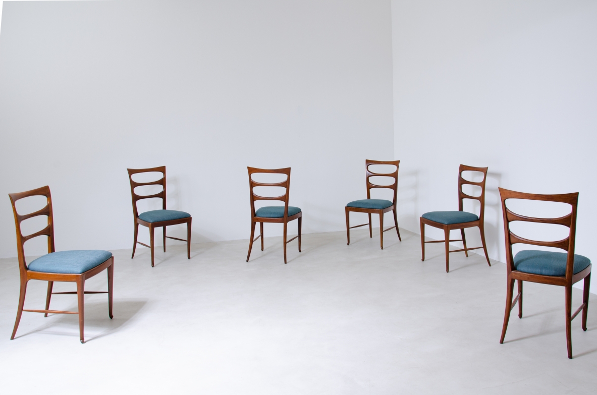 Paolo Buffa (1903-1970)  Set of six elegant dining chairs 1938.