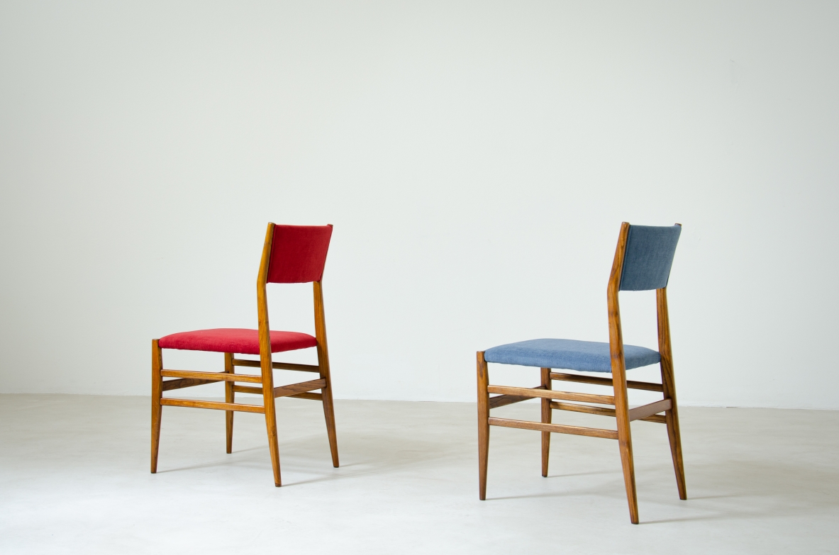 2 Leggera chairs in light oak with upholstered seat and back.  Produced Cassina 1954.  Manufacturer's lable  Bibl.Domus n.272 1952 p.56