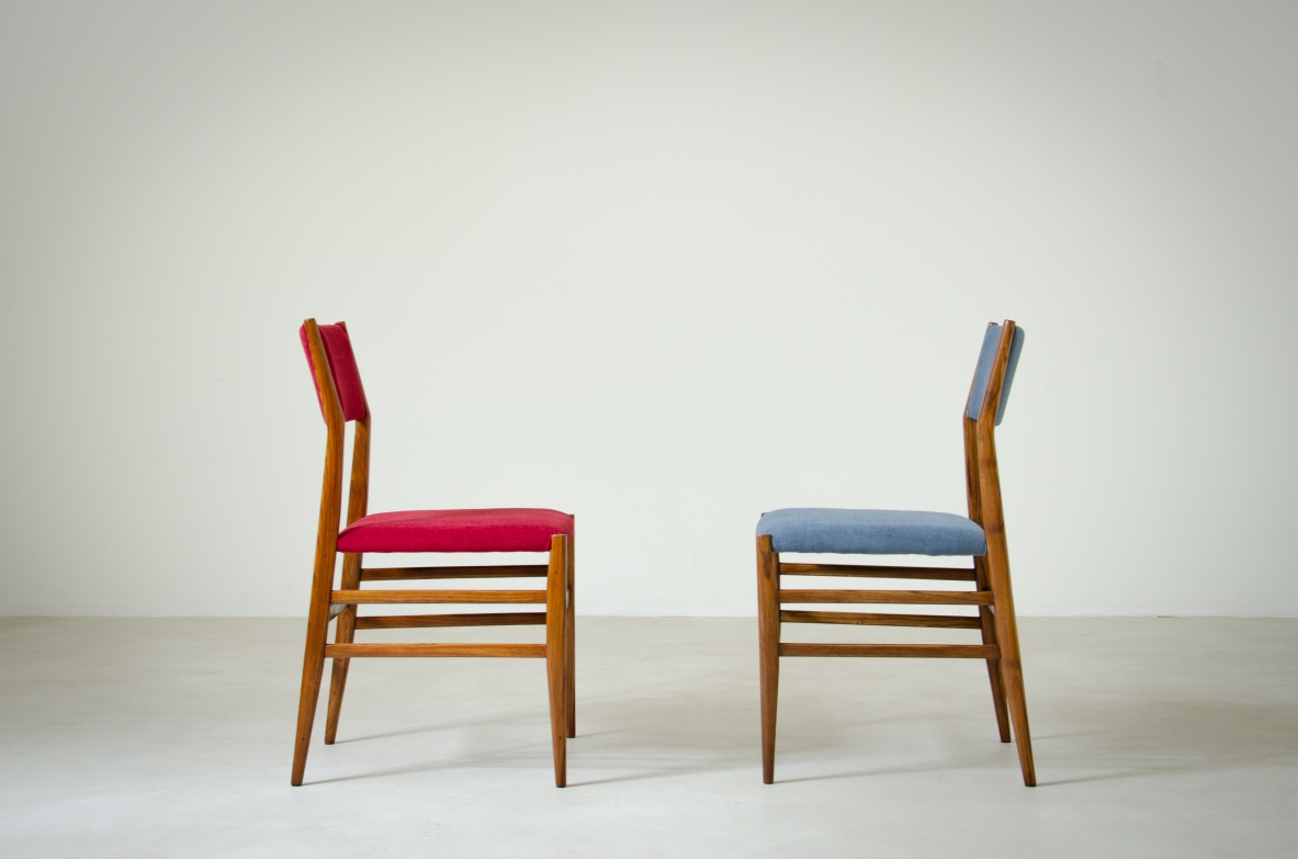 2 Leggera chairs in light oak with upholstered seat and back.  Produced Cassina 1954.  Manufacturer's lable  Bibl.Domus n.272 1952 p.56