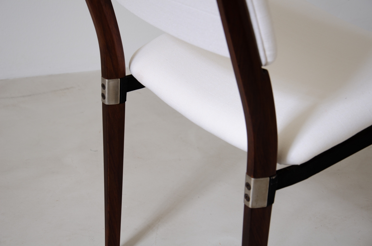 Eugenio Gerli (1923-2013)  Rare set of 8 chairs with structure in rosewood, metal and steel details.  Tecno Manufacture 1960.