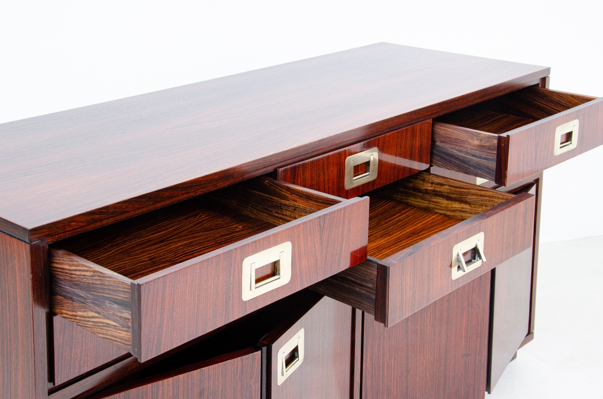 Ico Parisi, rare cabinet in rosewood with brass handles. Spartaco Brugnoli manufacture, 1960's.