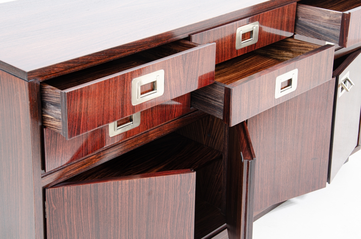 Ico Parisi, rare cabinet in rosewood with brass handles. Spartaco Brugnoli manufacture, 1960's.