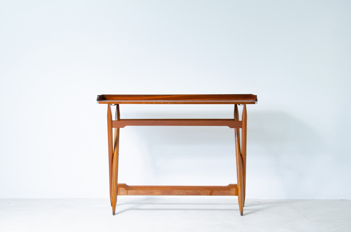 Folding console table in teak wood. Italian manufacture, 1960's.