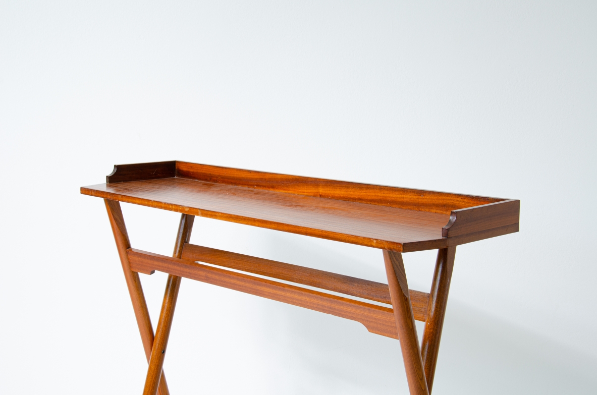Folding console table in teak wood. Italian manufacture, 1960's.