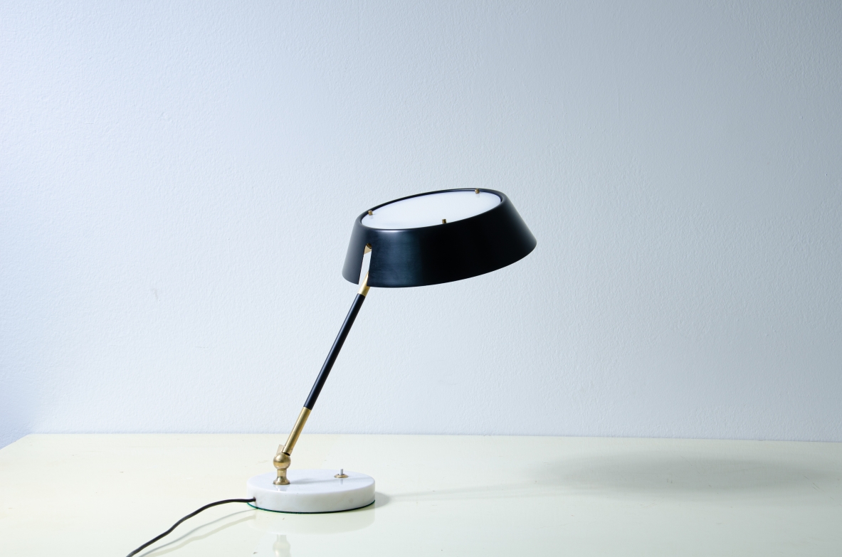 Stilux Milano Table lamp in painted metal and perplex and marble base.  Italian manufacture, 1950s