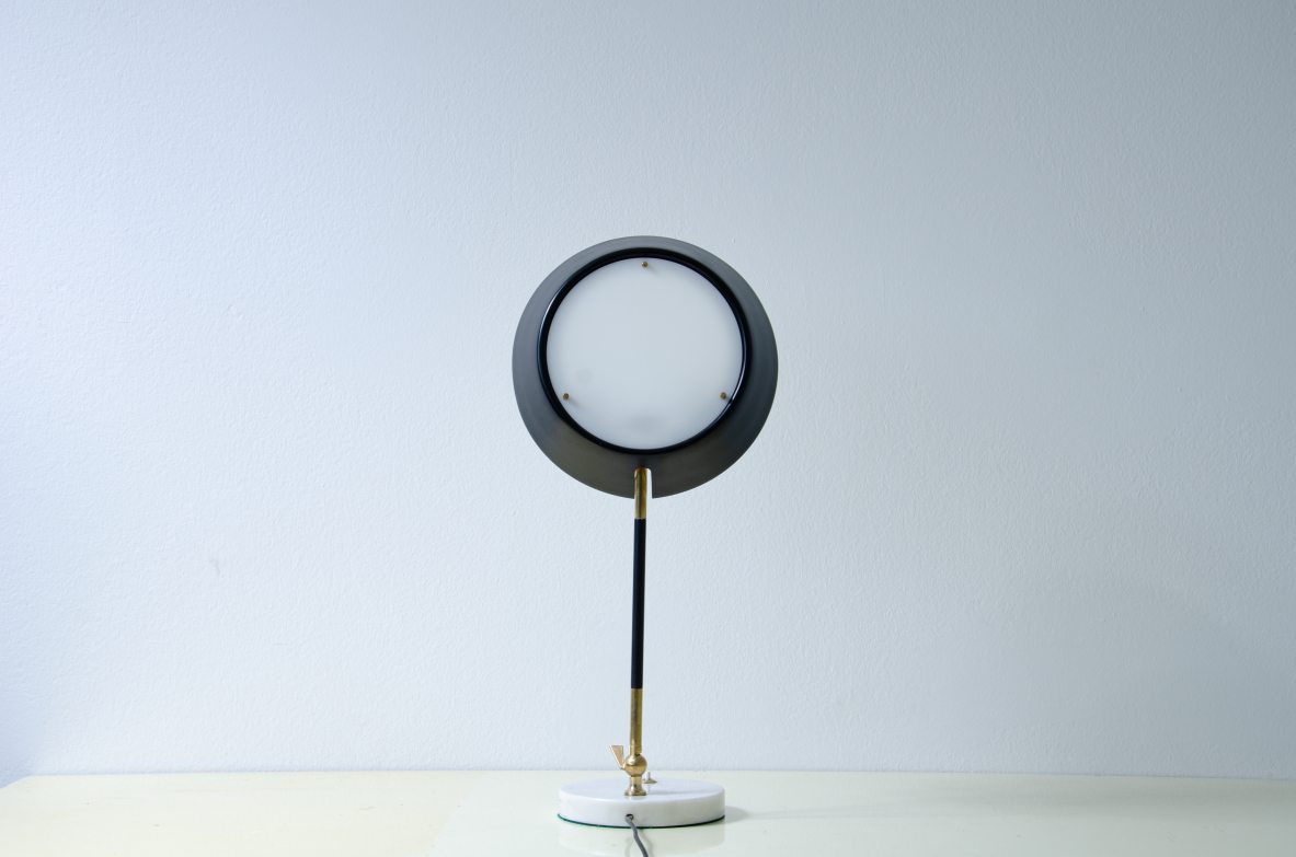Stilux Milano Table lamp in painted metal and perplex and marble base.  Italian manufacture, 1950s