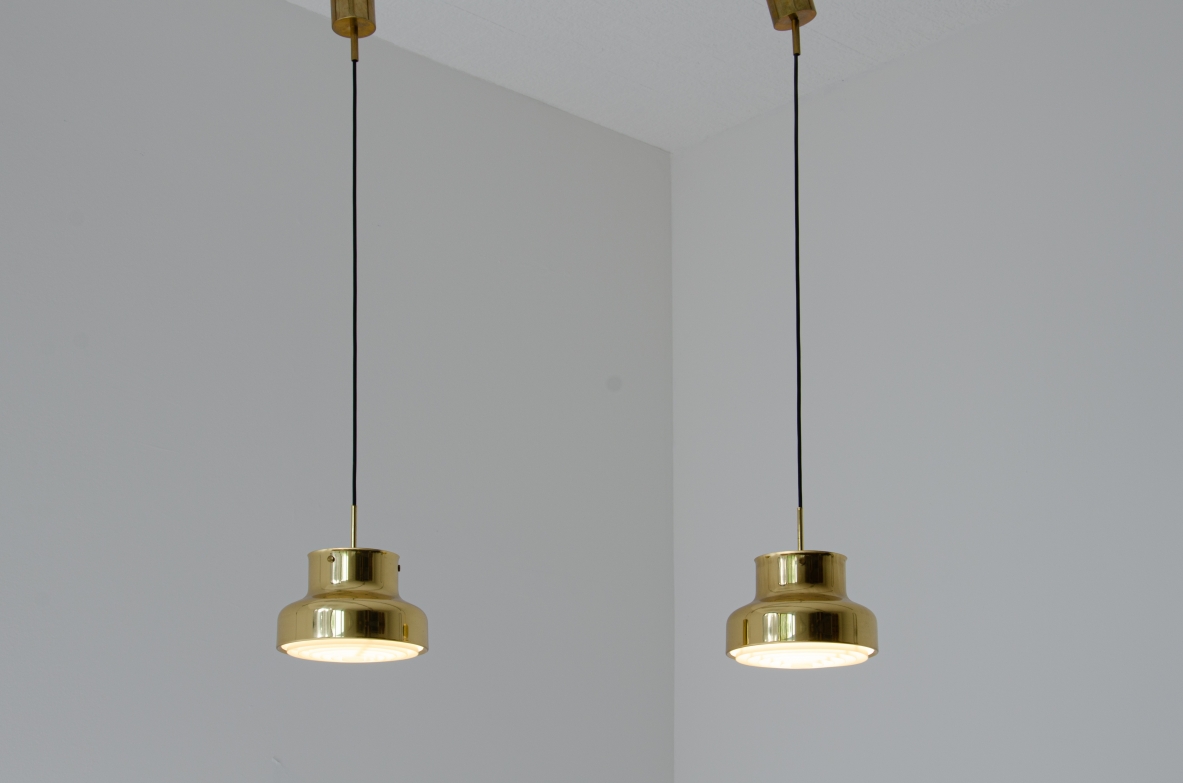 Pair of rare 1970s ceiling lamps by Anders Pehrson for Atelje Lyktan. 1970's