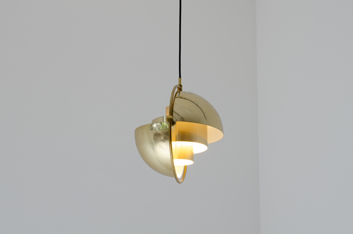 Louis Weisdorf. Multi-Lite brass chandelier. Produced by Lyfa, Denmark, 1974