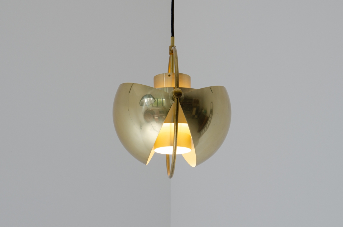Louis Weisdorf. Multi-Lite brass chandelier. Produced by Lyfa, Denmark, 1974