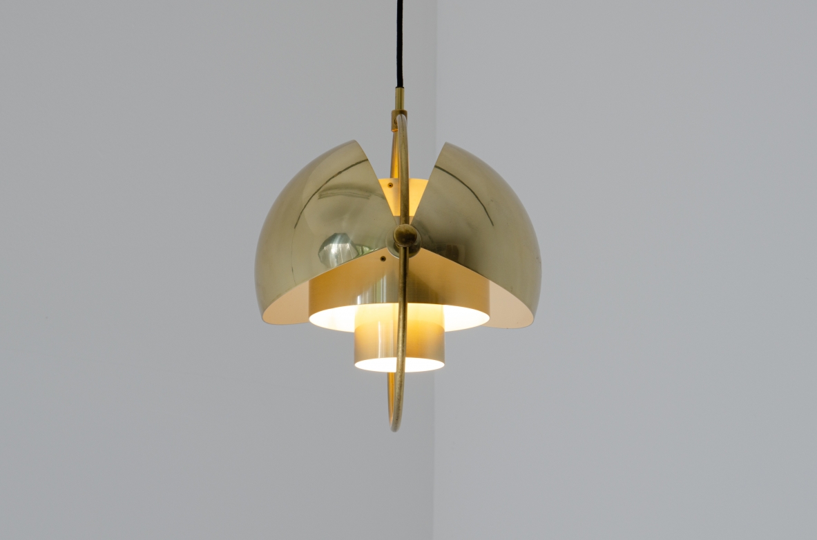 Louis Weisdorf. Multi-Lite brass chandelier. Produced by Lyfa, Denmark, 1974