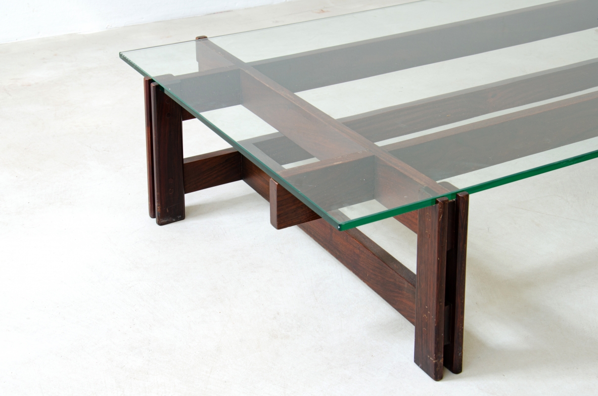 Ico Parisi.  Low table with wooden base and glass top. Cassina production, 1958.