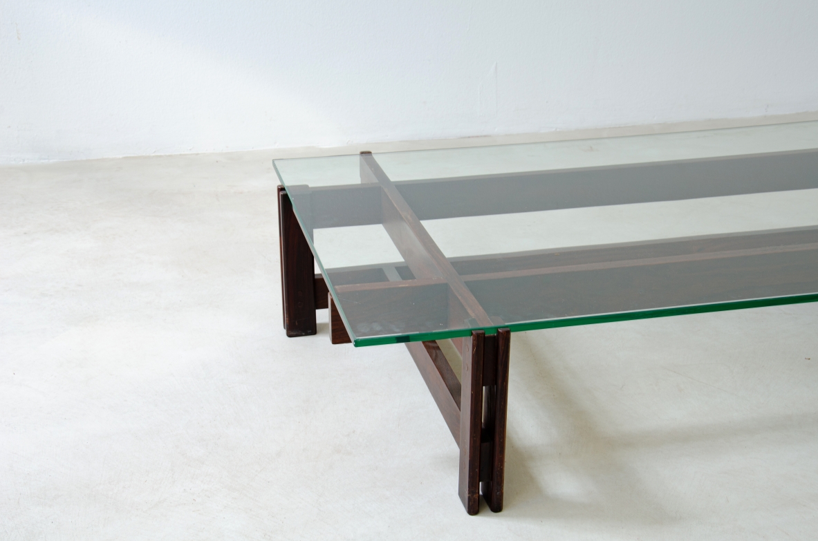 Ico Parisi. Low table with wooden base and glass top. Cassina production, 1958.