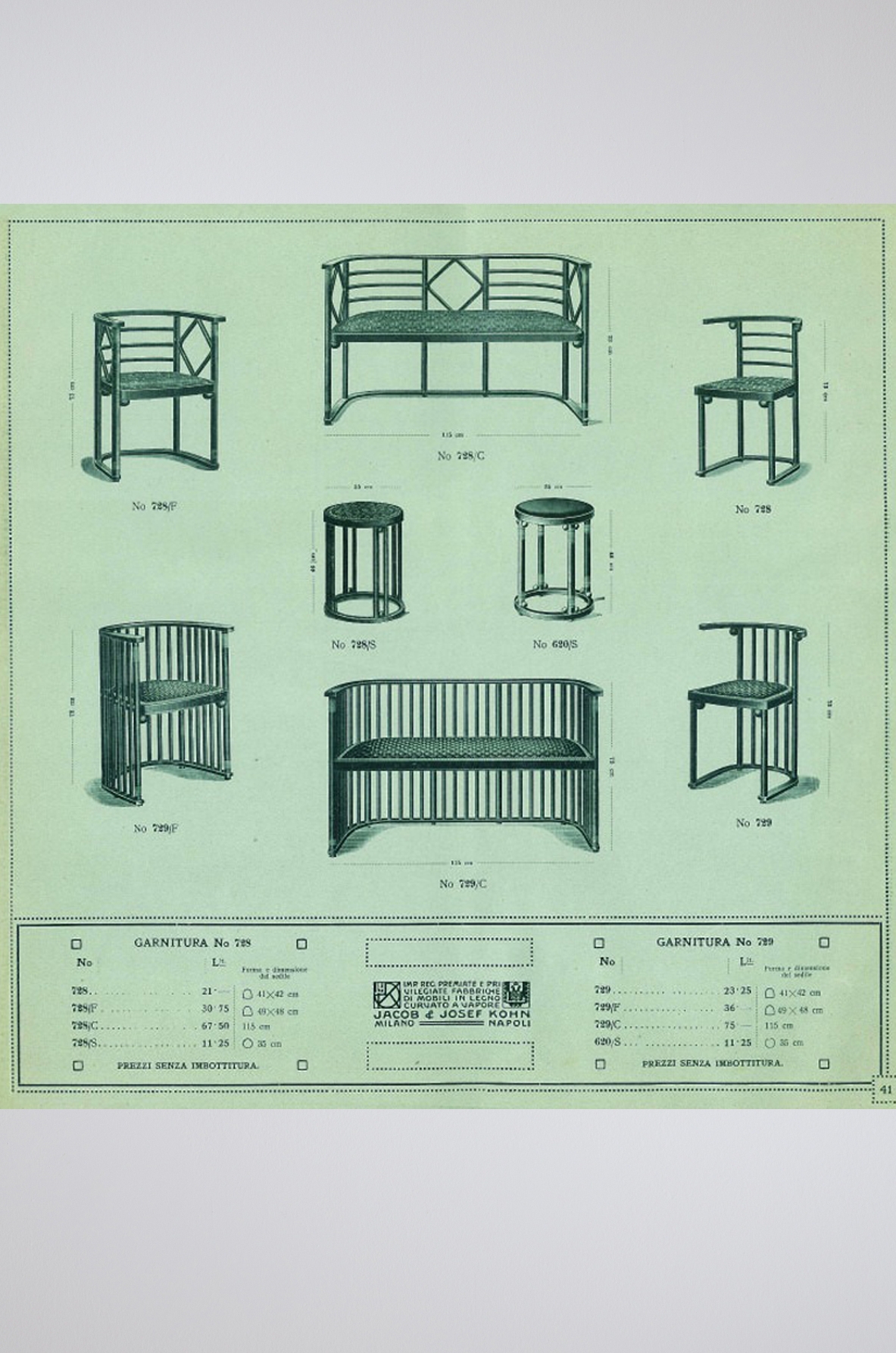 Josef Hoffmann (1870-1956) Rare set of four chairs in curved polished wood and upholstered seat. Manufactured by JJ.Kohn, Vienna, 1907.