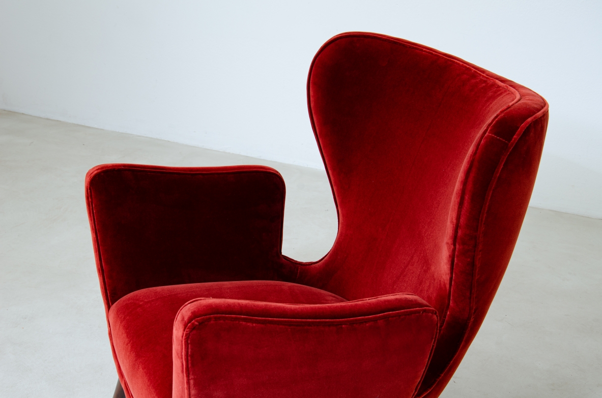 Pair of armchairs with an organic design Italian manufacture, 1950's.