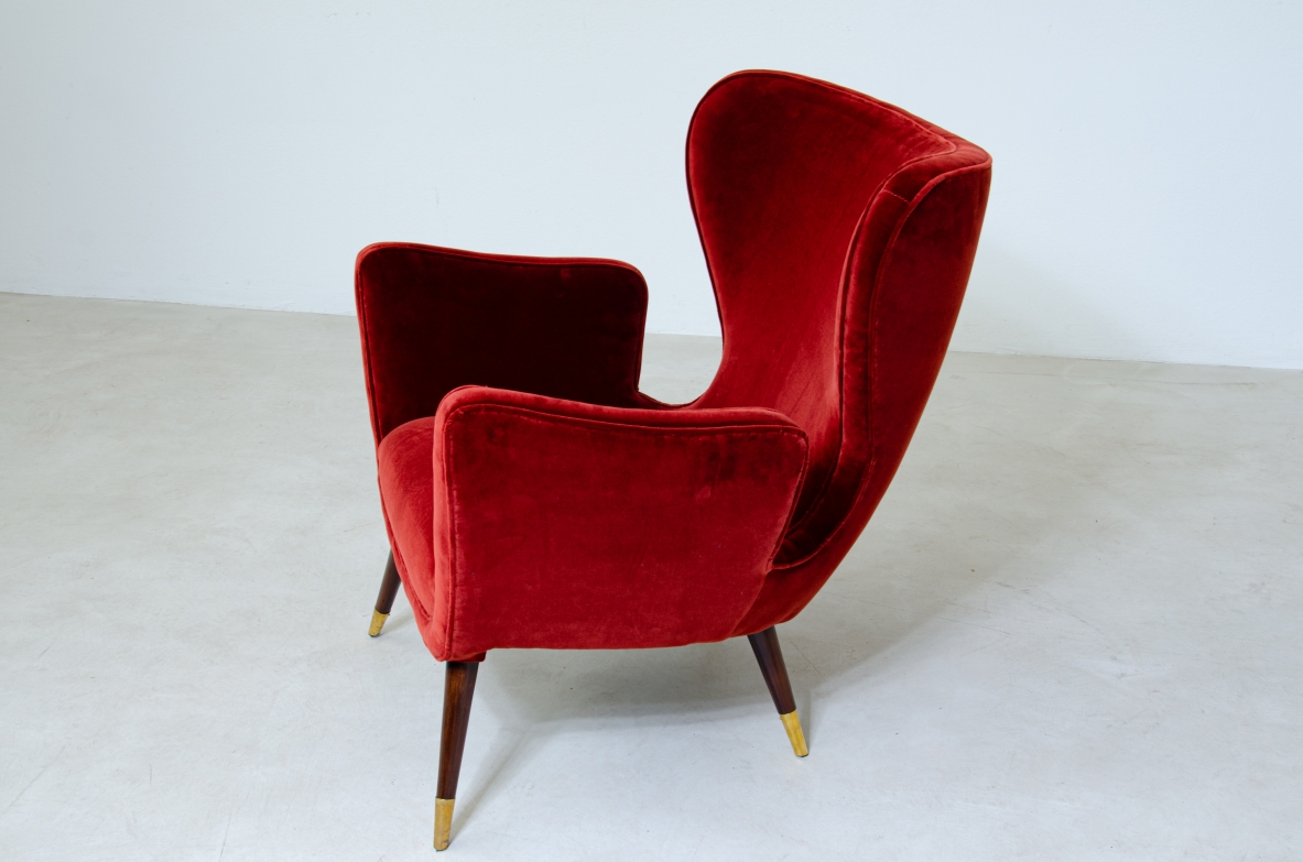 Pair of armchairs with an organic design Italian manufacture, 1950's.