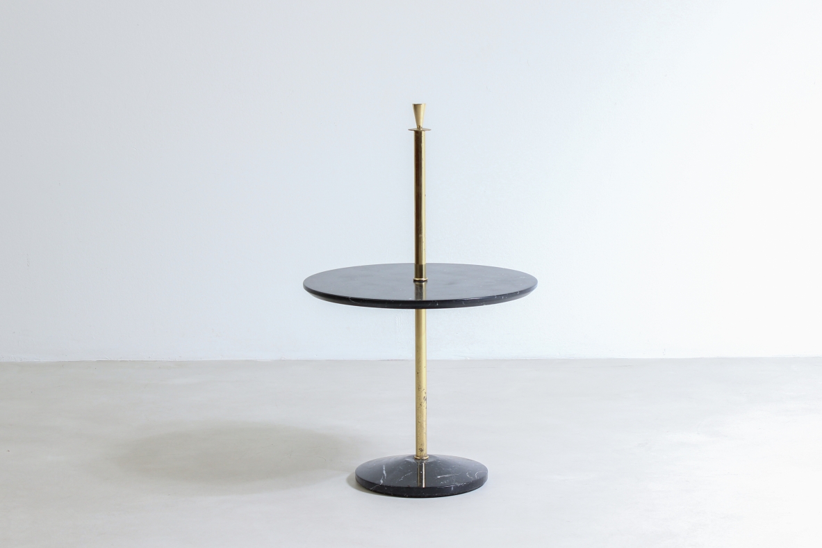 Coffee table in marble and brass. Italian manufacture, 1950s