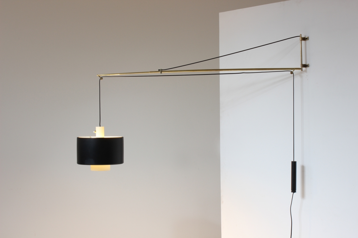 Gaetano Scolari. Rare telescopic lamp mod. 2061. Stilnovo production, 1954